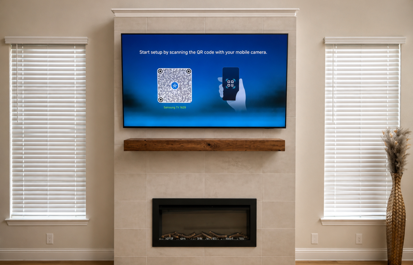 85″ Living Room TV Installation on Tile